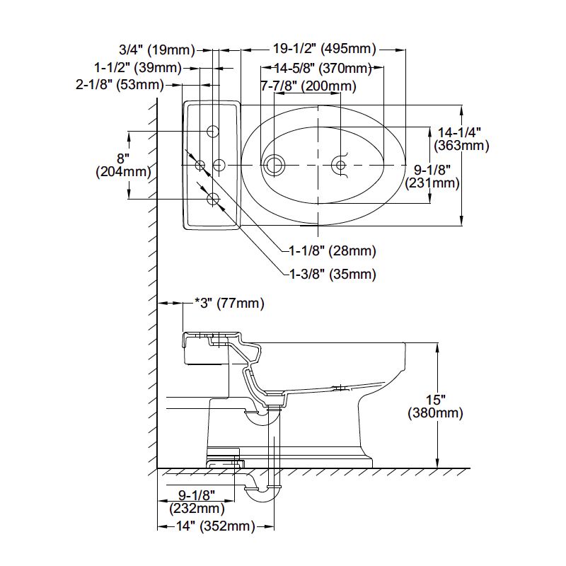 TOTO BT930B12 Lloyd Bidet Vertical Spray 3