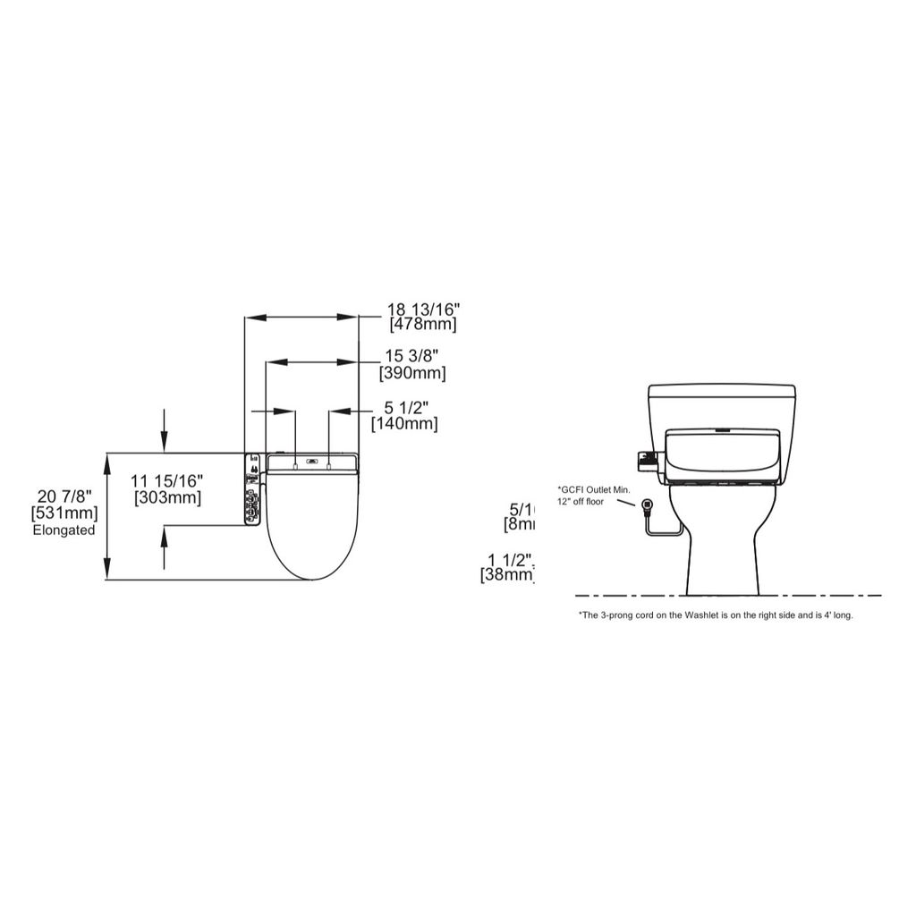 TOTO SW2034T20 WASHLET C100 Elongated Cotton 2