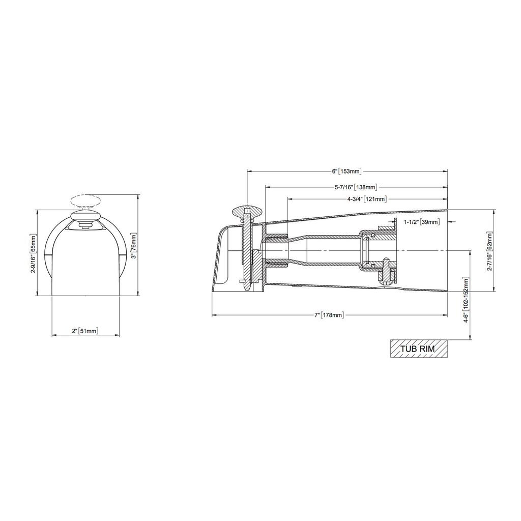 TOTO TS100EV Diverter Tub Spout Chrome 2