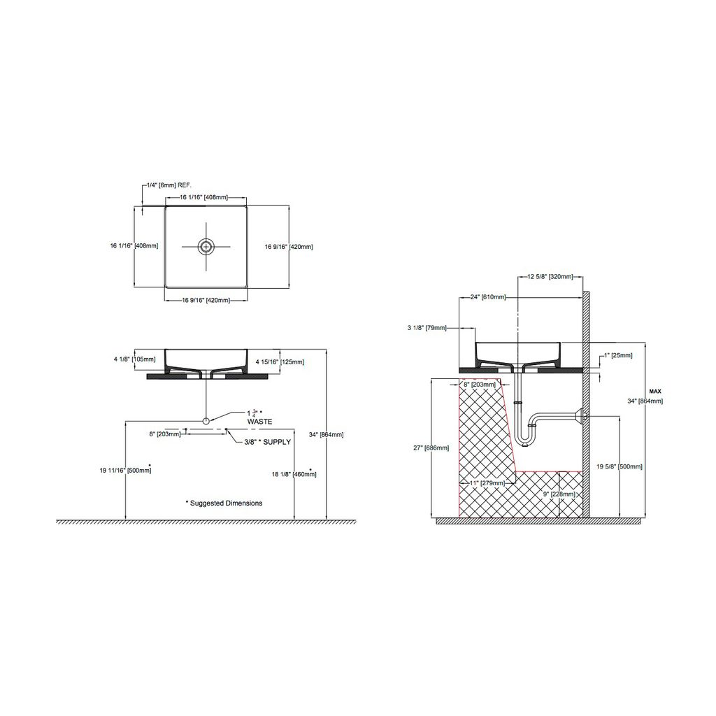TOTO LT574 Arvina Square Vessel Lavatory Sink 2
