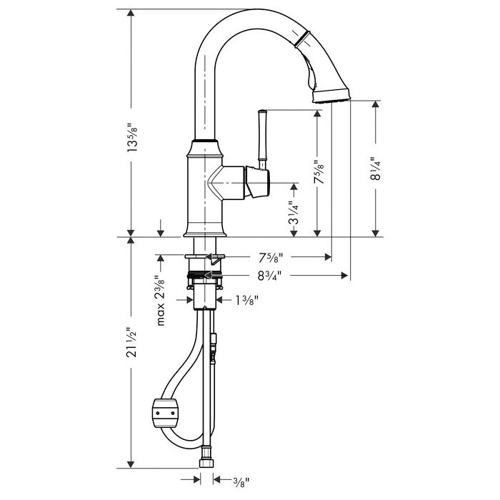 Hansgrohe 04216000 Talis C Prep Kitchen Faucet Wtih Pull Down 2 Spray Chrome 2