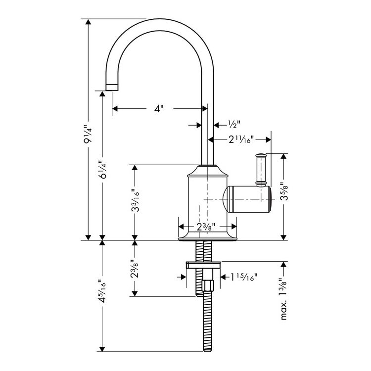 Hansgrohe 04302830 Talis C Universal Beverage Faucet Polished Nickel 2