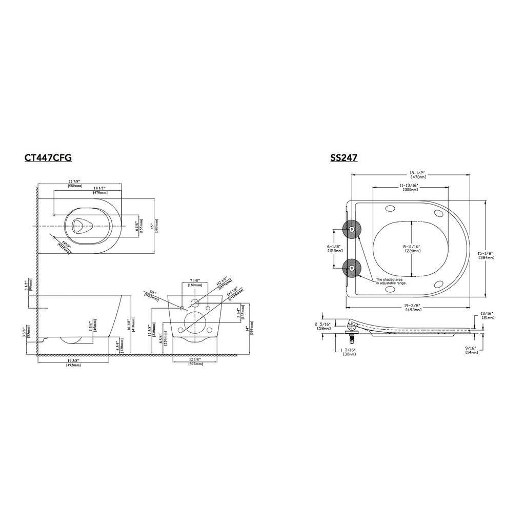 TOTO CWT447247CMFG RP Wall Hung Toilet In Wall Tank System Matte Silver 2