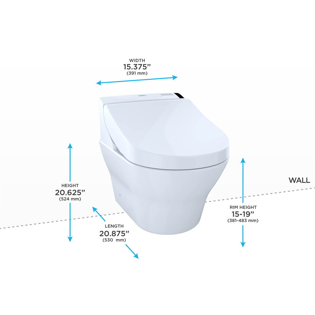 TOTO CWT4372047MFG MH WASHLET C200 Wall Hung Toilet Copper Supply White 4