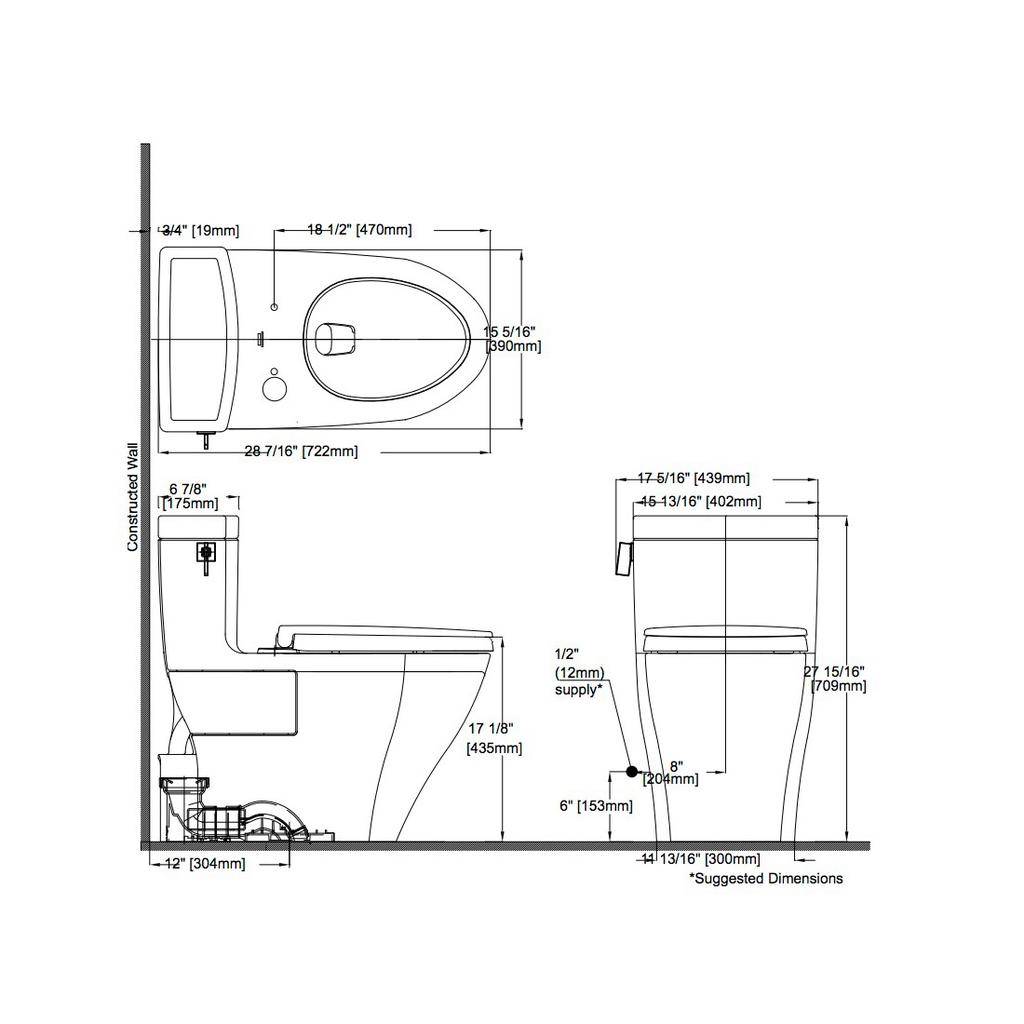 TOTO MS624124CEF Legato One Piece Elongaed Toilet WASHLET Connection Ebony 2