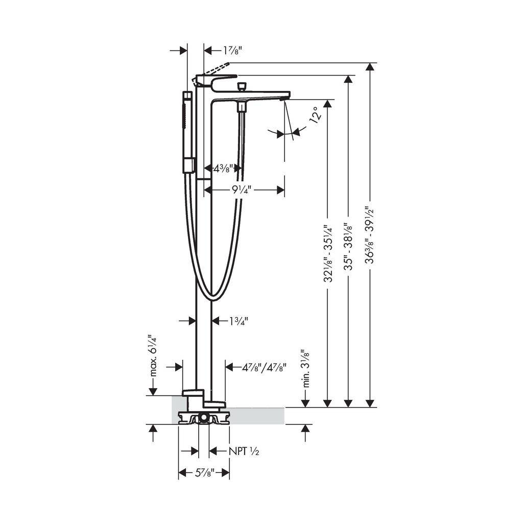 Hansgrohe 32532821 Metropol Freestanding Tub Filler Trim Brushed Nickel 2