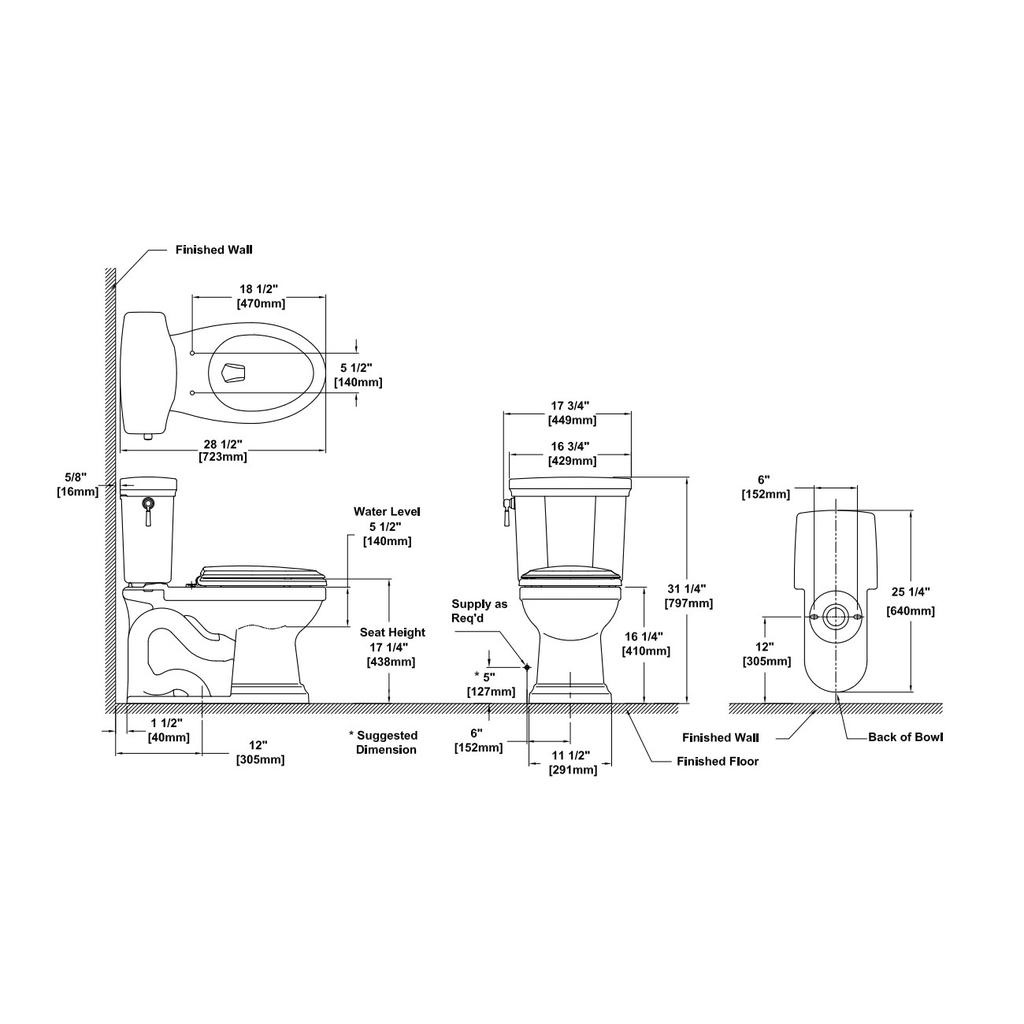 TOTO CST404CUFRG Promenade II 1G Two Piece Toilet Cotton Right Lever 3