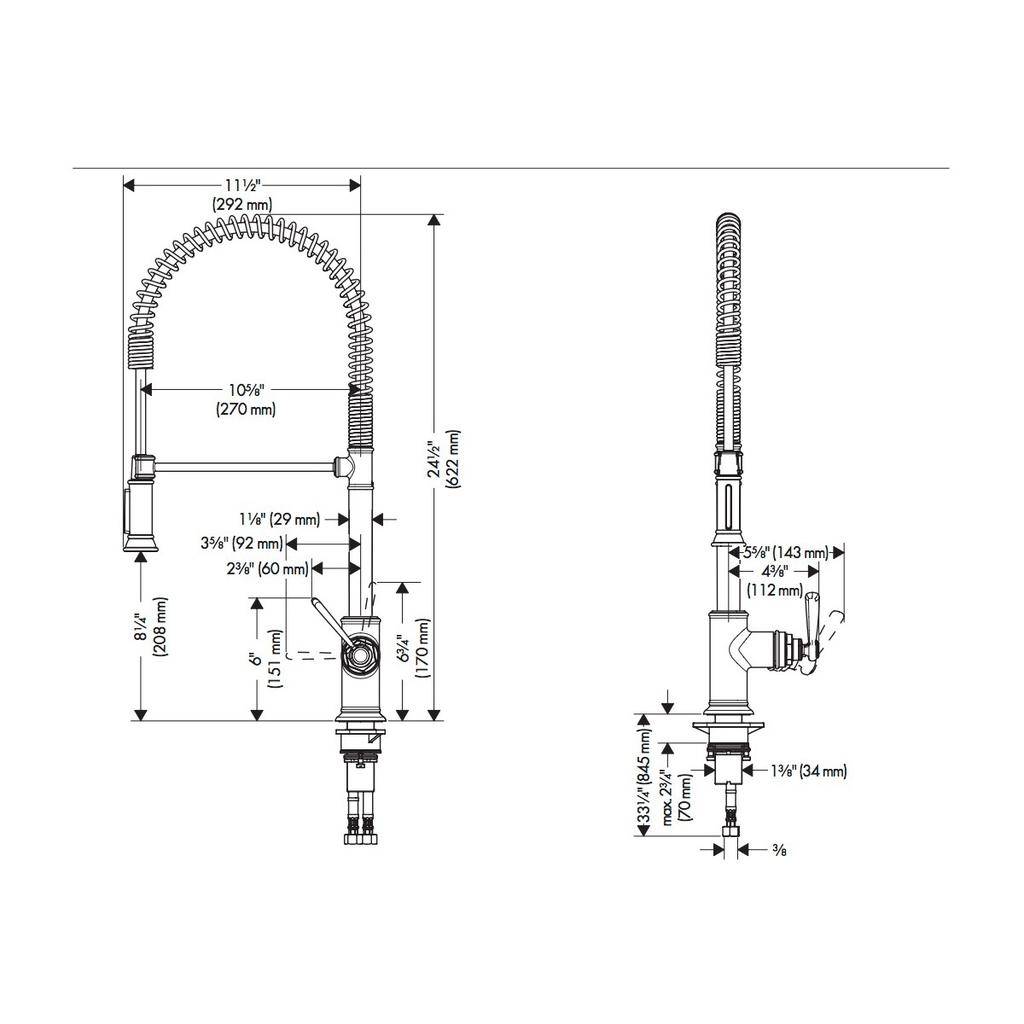 Hansgrohe 16582001 Axor Montreux Semi Pro Kitchen Faucet Chrome 2