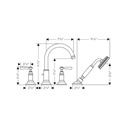 Hansgrohe 16555831 Axor Montreux 4 Hole Roman Tub Set Trim With Lever Handles Polished Nickel 2