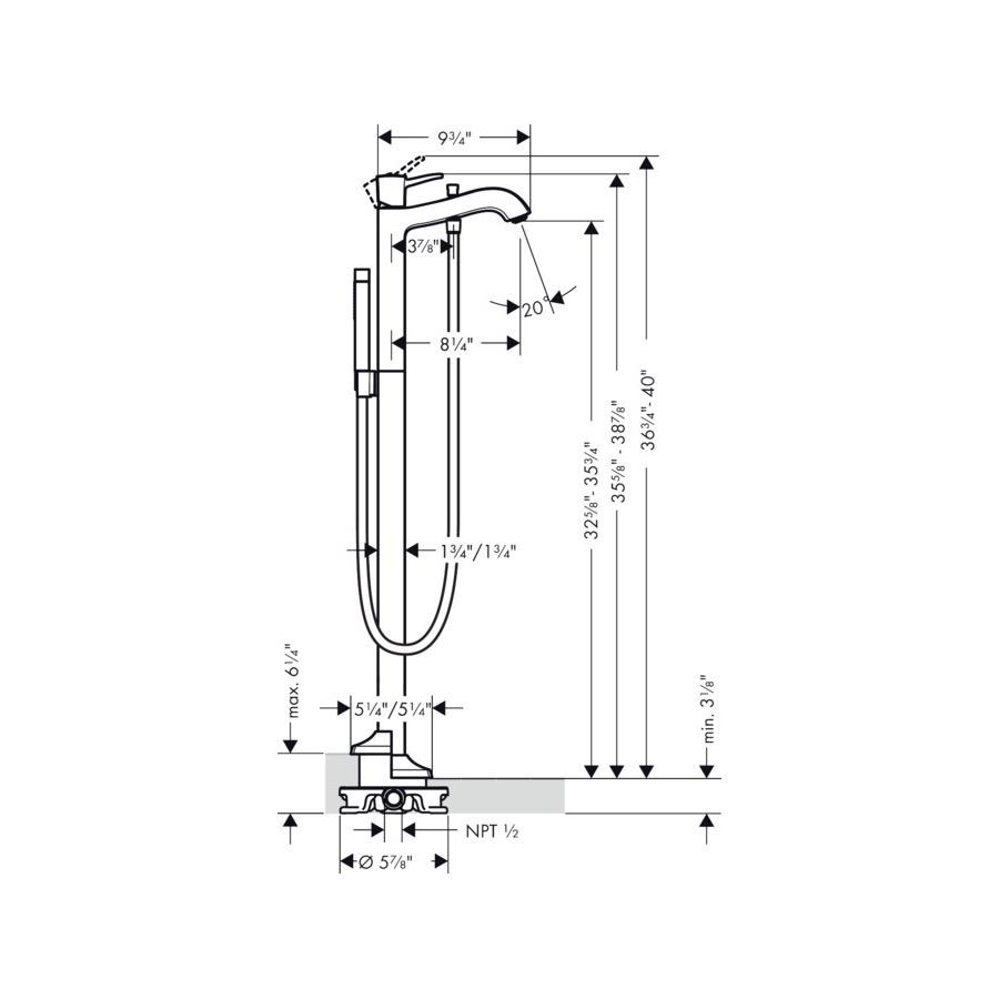 Hansgrohe 31445821 Metropol Classic Freestanding Tub Filler Trim With Handshower Brushed Nickel 3