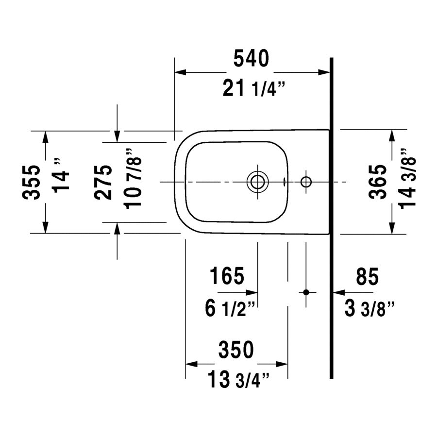Duravit 225815 Happy D.2 Bidet Wall Mounted 2