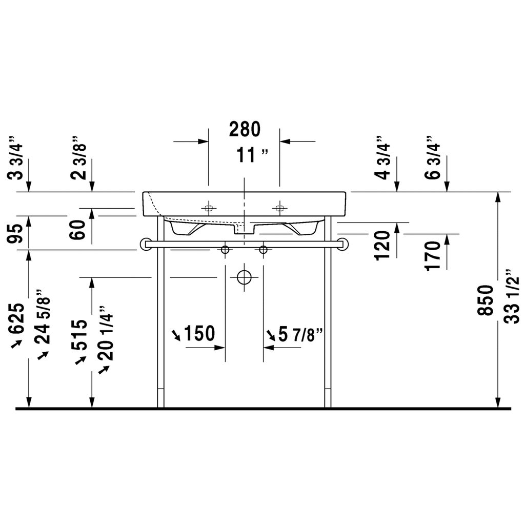 Duravit 231880 Happy D.2 Three Holes Furniture Washbasin 4