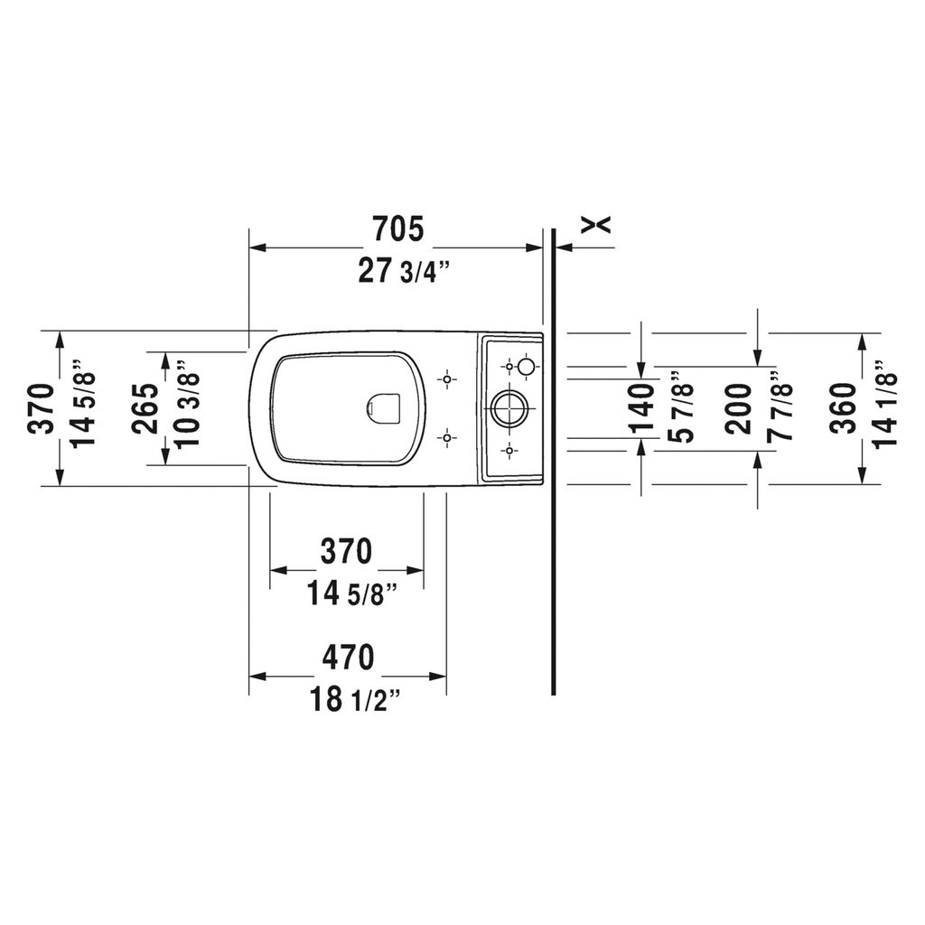Duravit 216001 DuraStyle Two Piece Elongated Toilet Without Tank HygieneGlaze 2