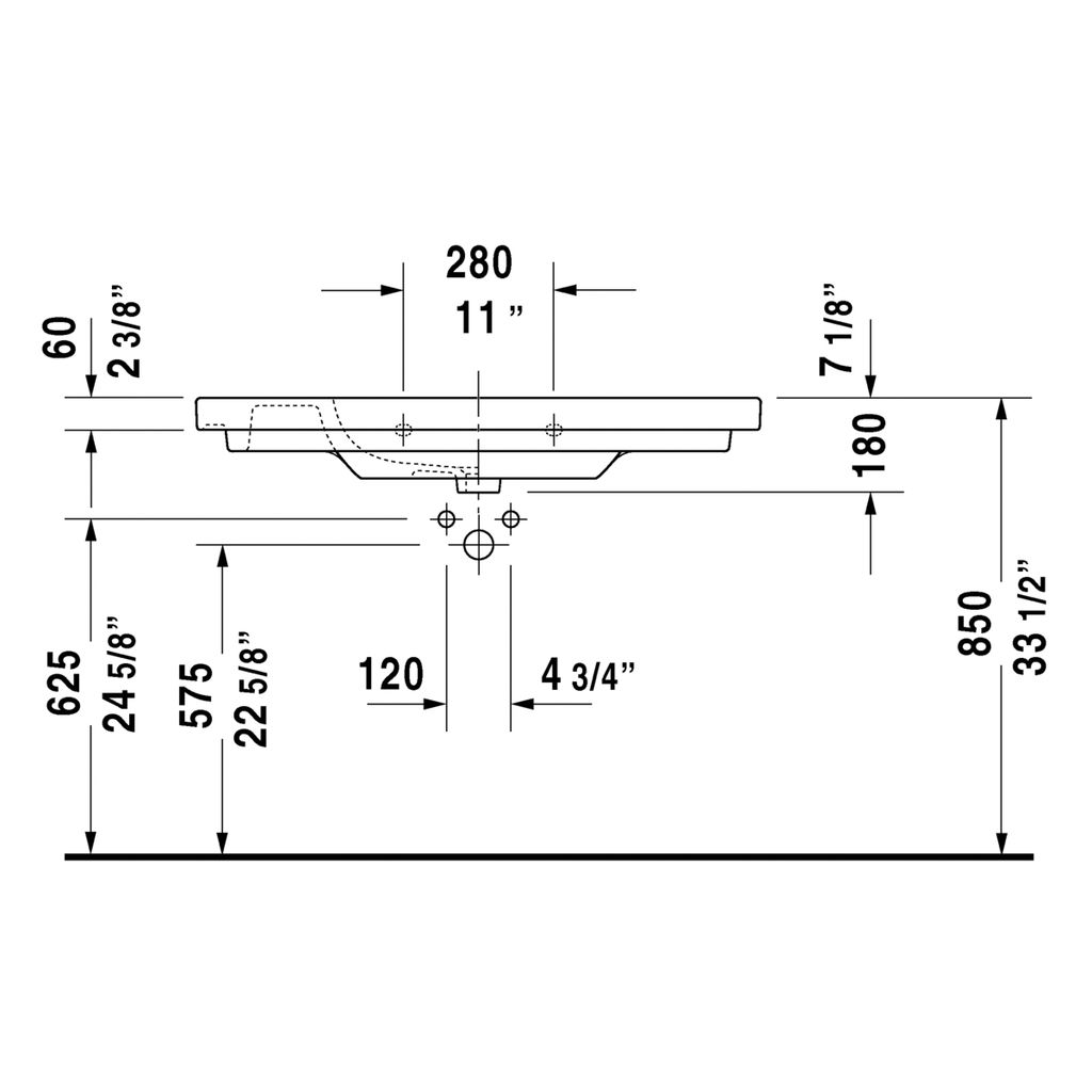 Duravit 034210 D-Code 41-3/8" x 18-7/8" Furniture Washbasin 3