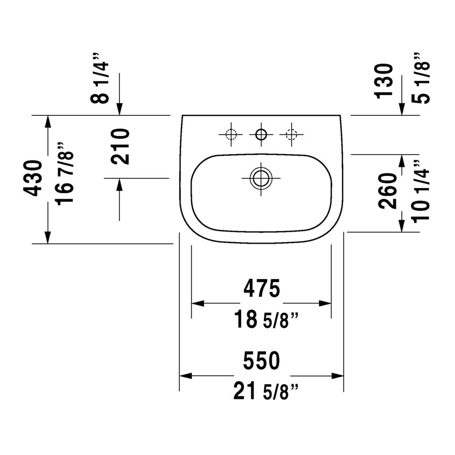 Duravit 231055 D-Code Single Hole Washbasin 3