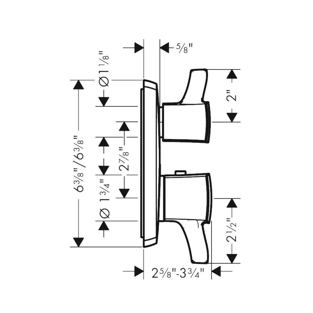 Hansgrohe 15728821 Ecostat Classic Thermostatic Trim Volume Control Diverter Brushed Nickel 2