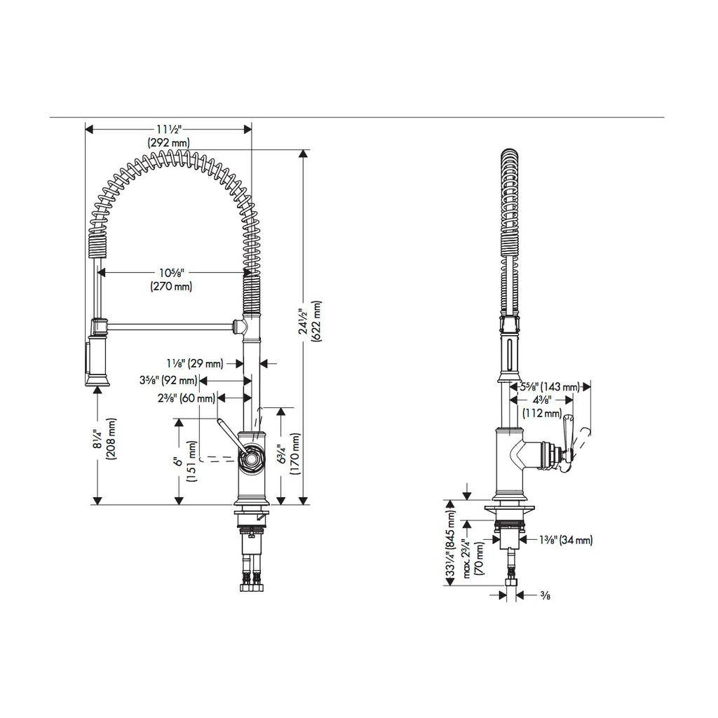 Hansgrohe 16582831 Axor Montreux Semi Pro Kitchen Faucet Polished Nickel 2