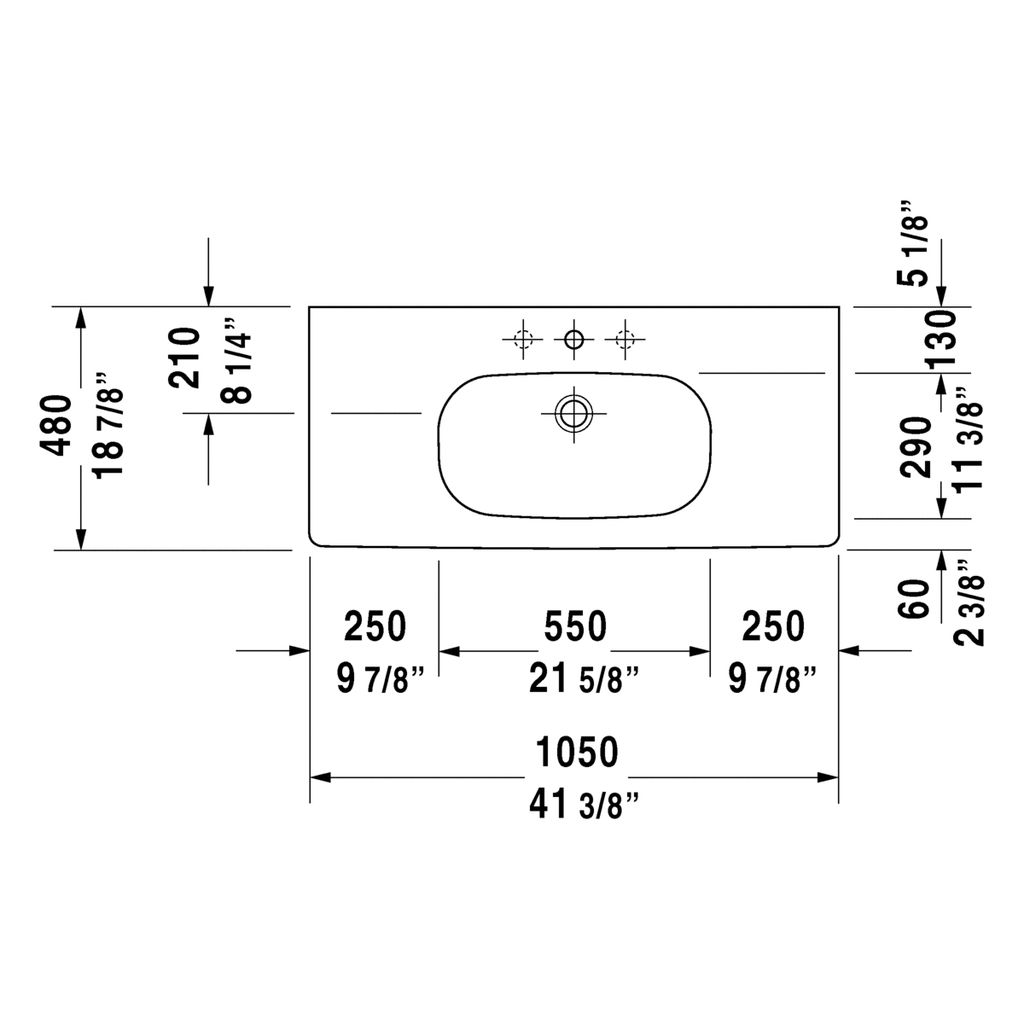 Duravit 034210 D-Code 41-3/8" x 18-7/8" Furniture Washbasin 2