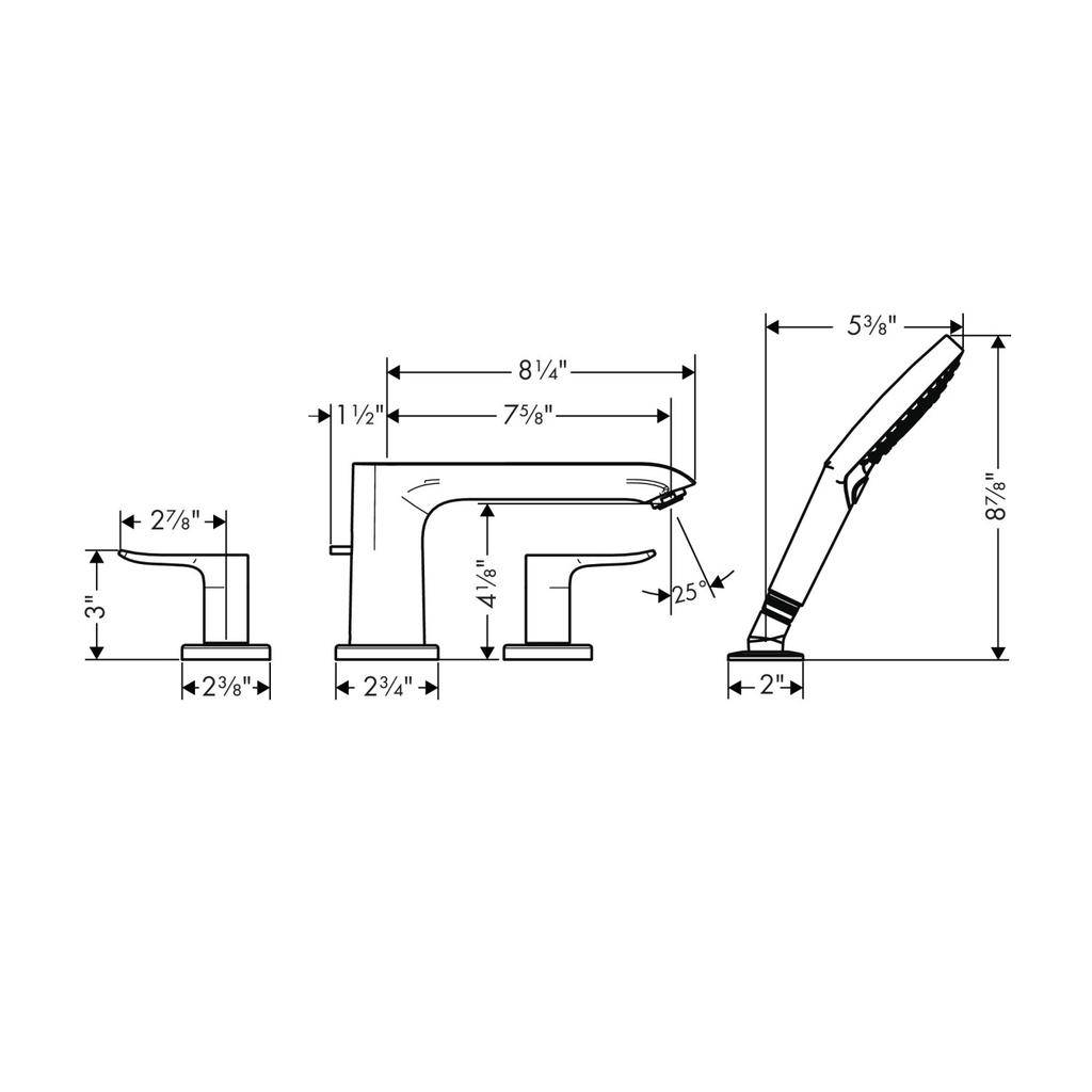 Hansgrohe 31404821 Metris 4 Hole Roman Tub Set Trim Brushed Nickel 2