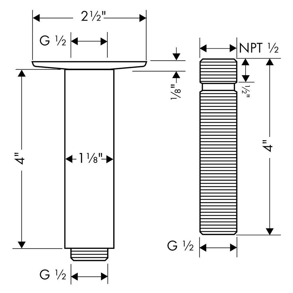 Hansgrohe 27479831 Extension Pipe For Ceiling Mount Polished Nickel 2