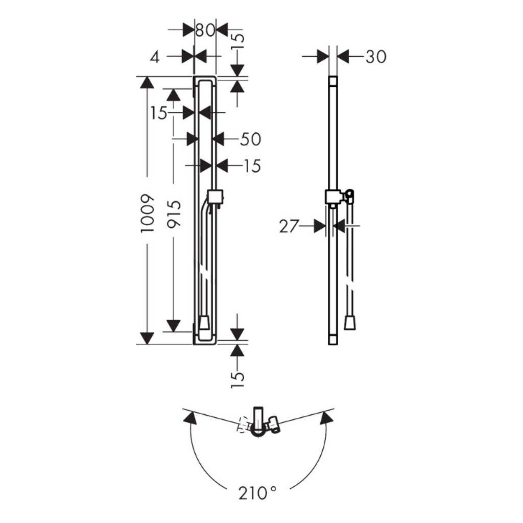 Hansgrohe 36736000 Axor Citterio E Wall Bar Chrome 2