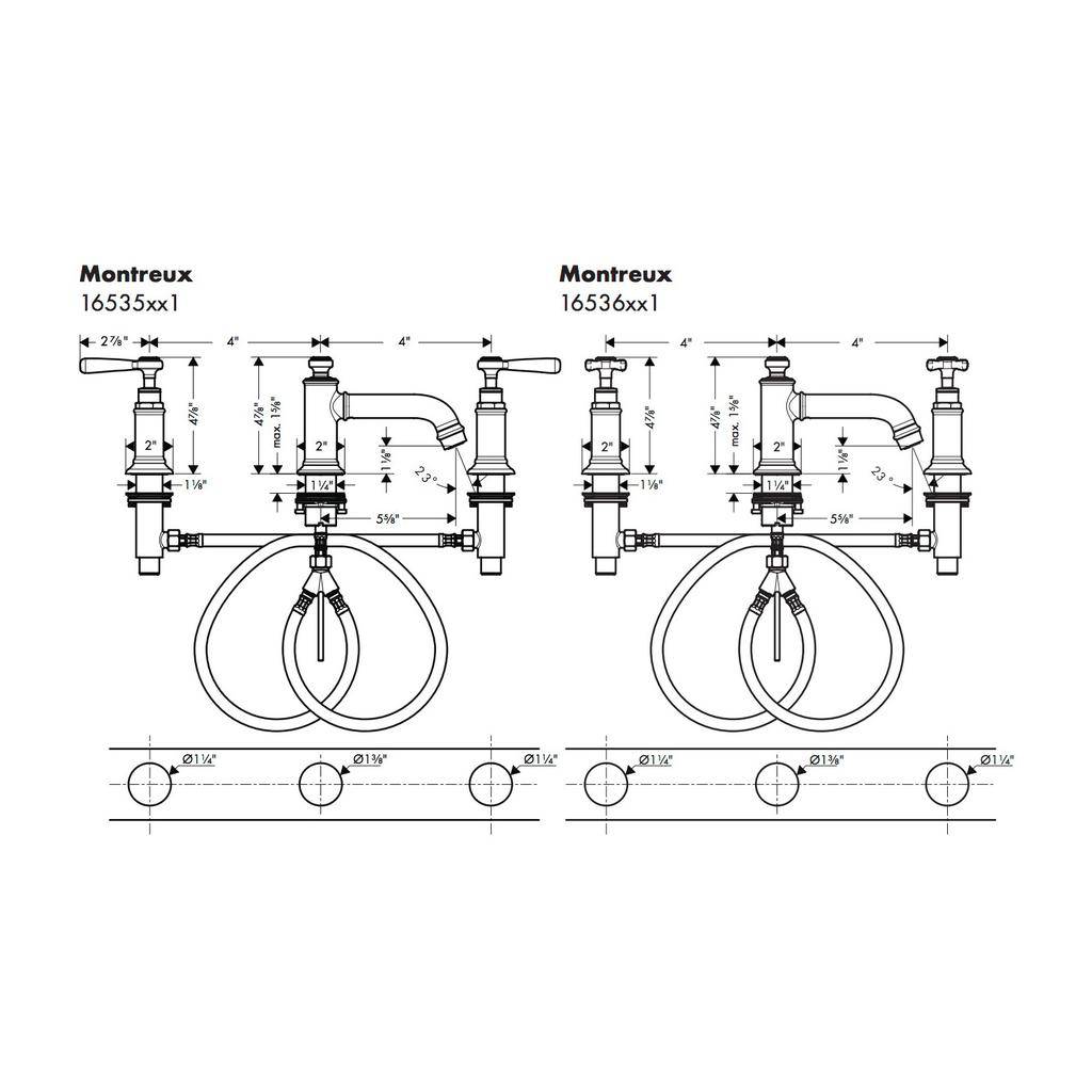 Hansgrohe 16536831 Axor Montreux Wide Spread Faucet Polished Nickel 2