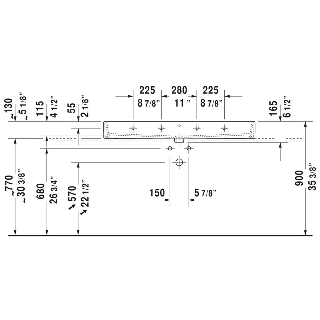 Duravit 235012 Vero Air Without Holes Washbasin Ground 2
