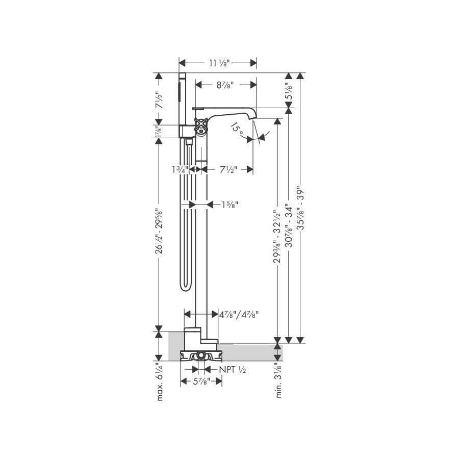 Hansgrohe 36418001 Axor Citterio E Freestanding Thermostatic Tub Filler Chrome 2