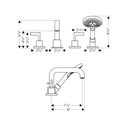 Hansgrohe 39461001 Axor Citterio 4 Hole Roman Tub Set Cross Handle Chrome 2