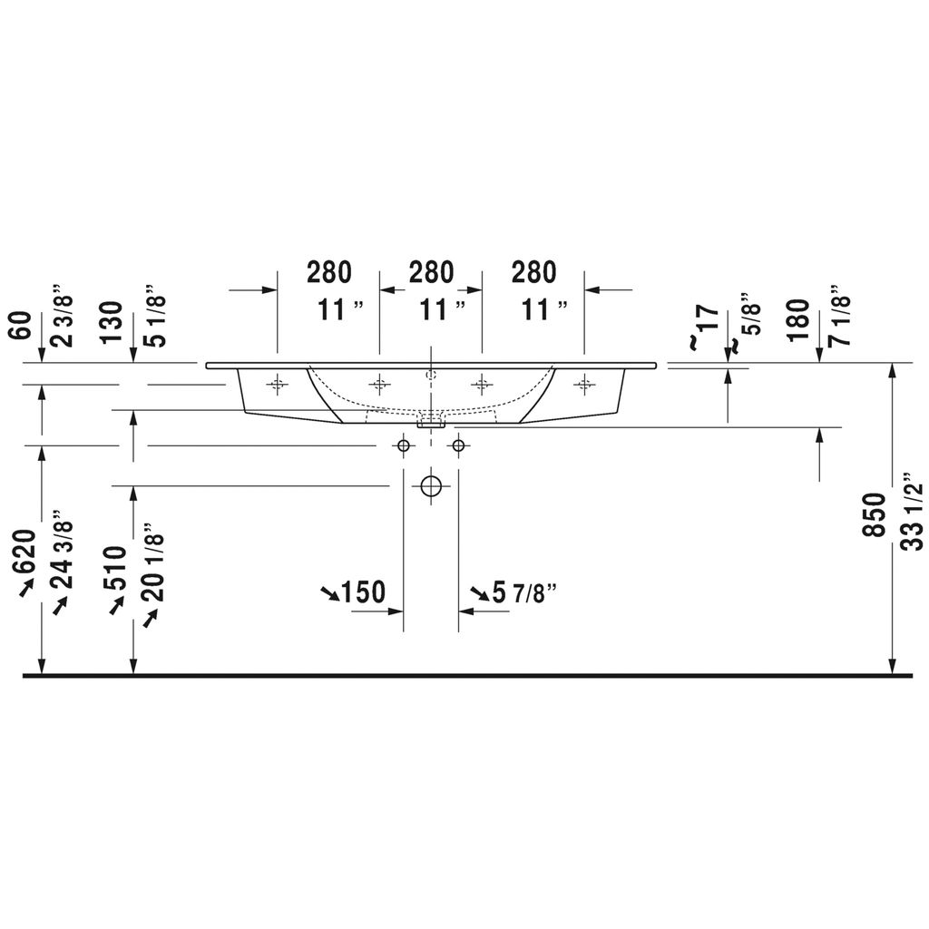 Duravit 233612 ME By Starck Without Holes Furniture Washbasin 2