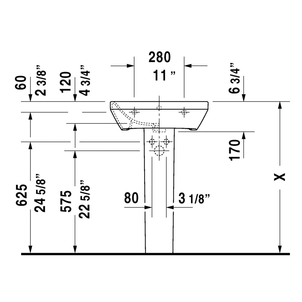 Duravit 231955 DuraStyle Three Holes Washbasin 2