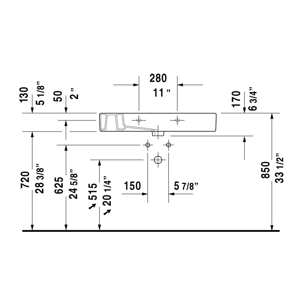 Duravit 032985 Vero Furniture Washbasin One Faucet Hole White 3