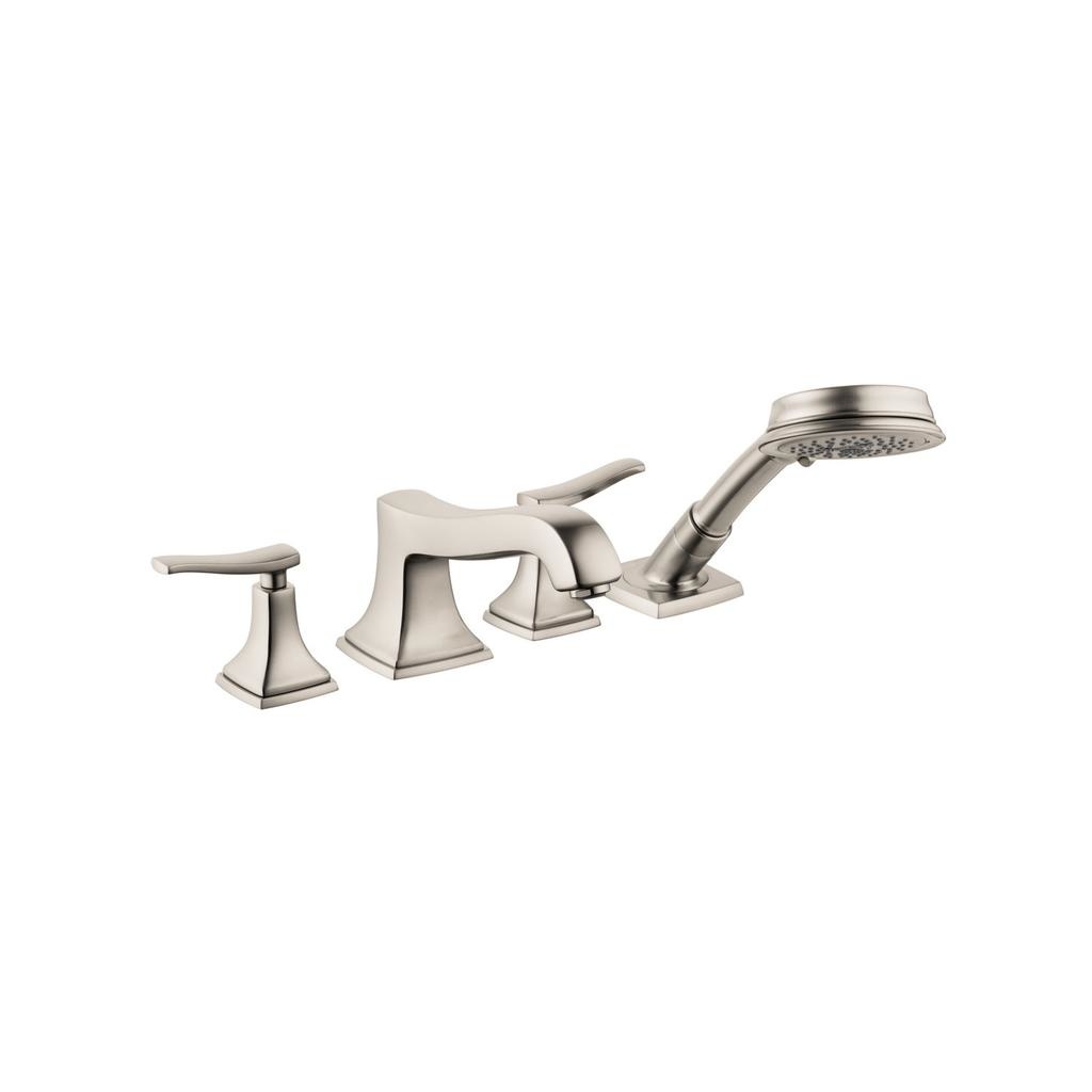 Hansgrohe 31441821 Metropol Classic 4 Hole Roman Tub Set Trim Lever Handles Brushed Nickel 1