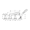 Hansgrohe 31441821 Metropol Classic 4 Hole Roman Tub Set Trim Lever Handles Brushed Nickel 3