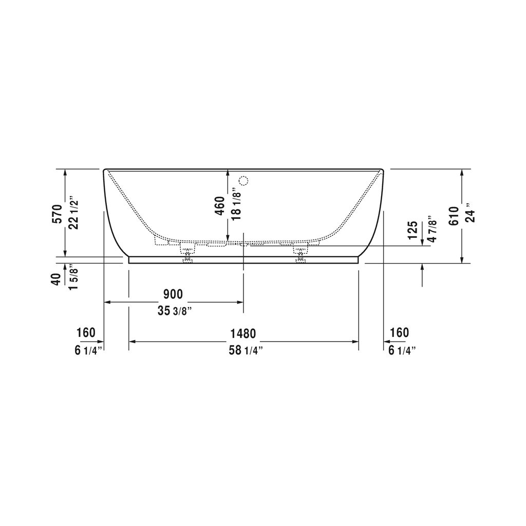 Duravit 700433 Luv Bathtub Back To Wall 2