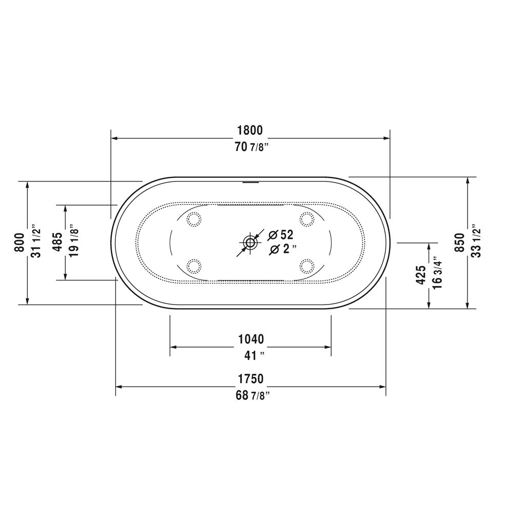 Duravit 700434 Luv Freestanding Bath Tub 3