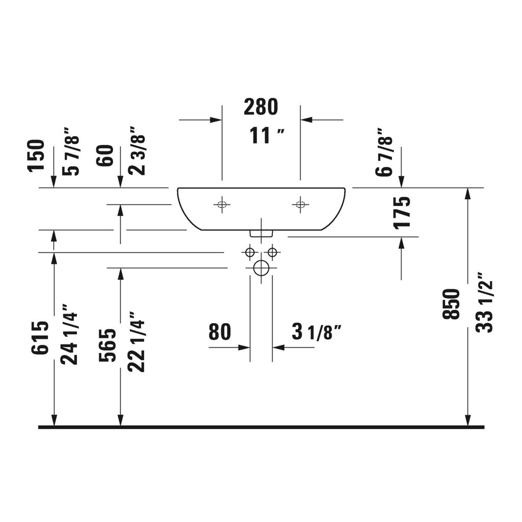 Duravit 231060 D-Code Three Holes Washbasin 2