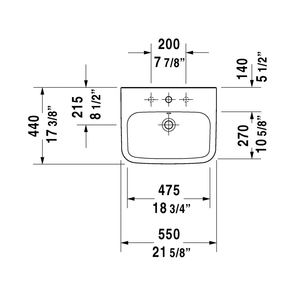 Duravit 231955 DuraStyle Three Holes Washbasin 3