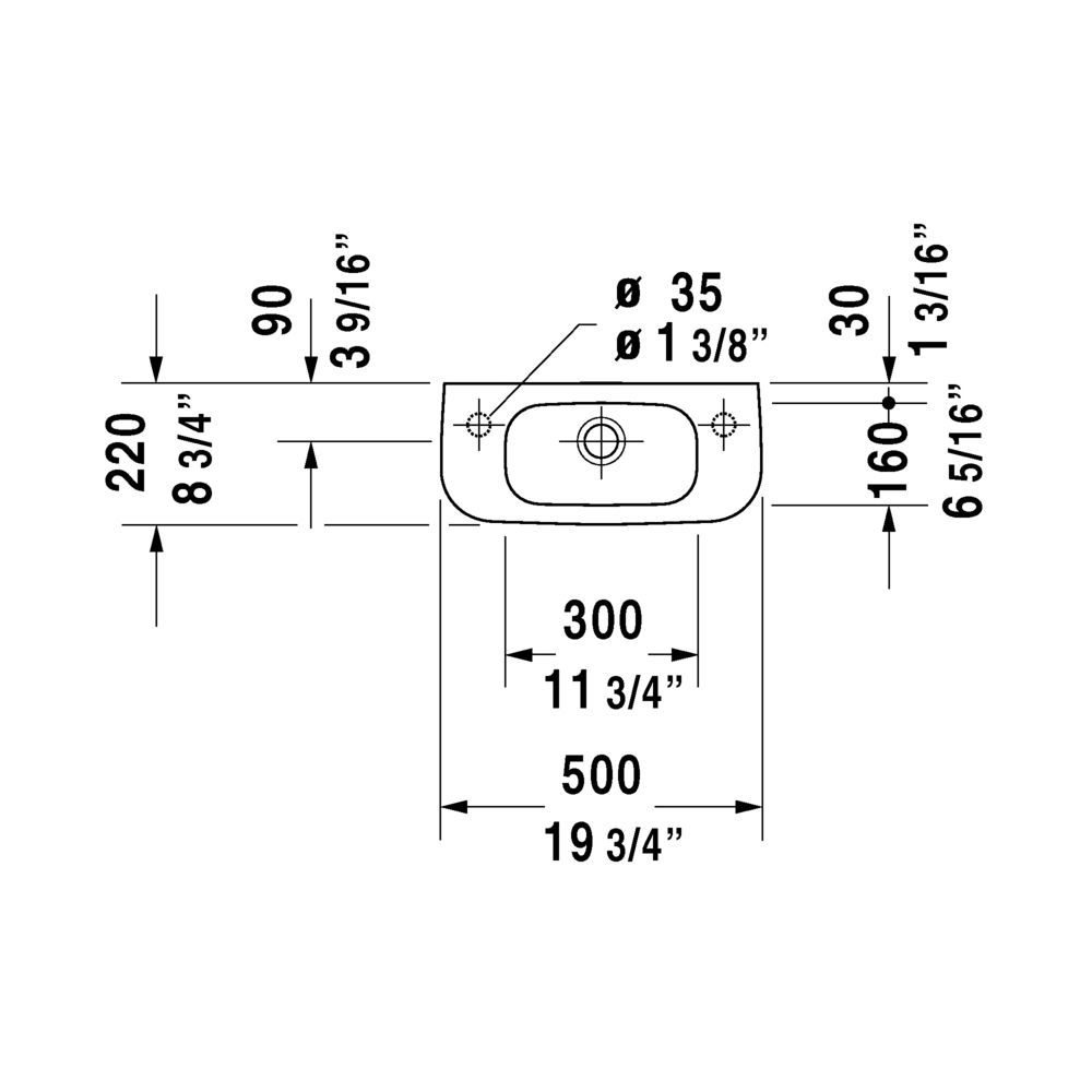 Duravit 070650 D Code Handrinse Basin Faucet Hole Right White 2