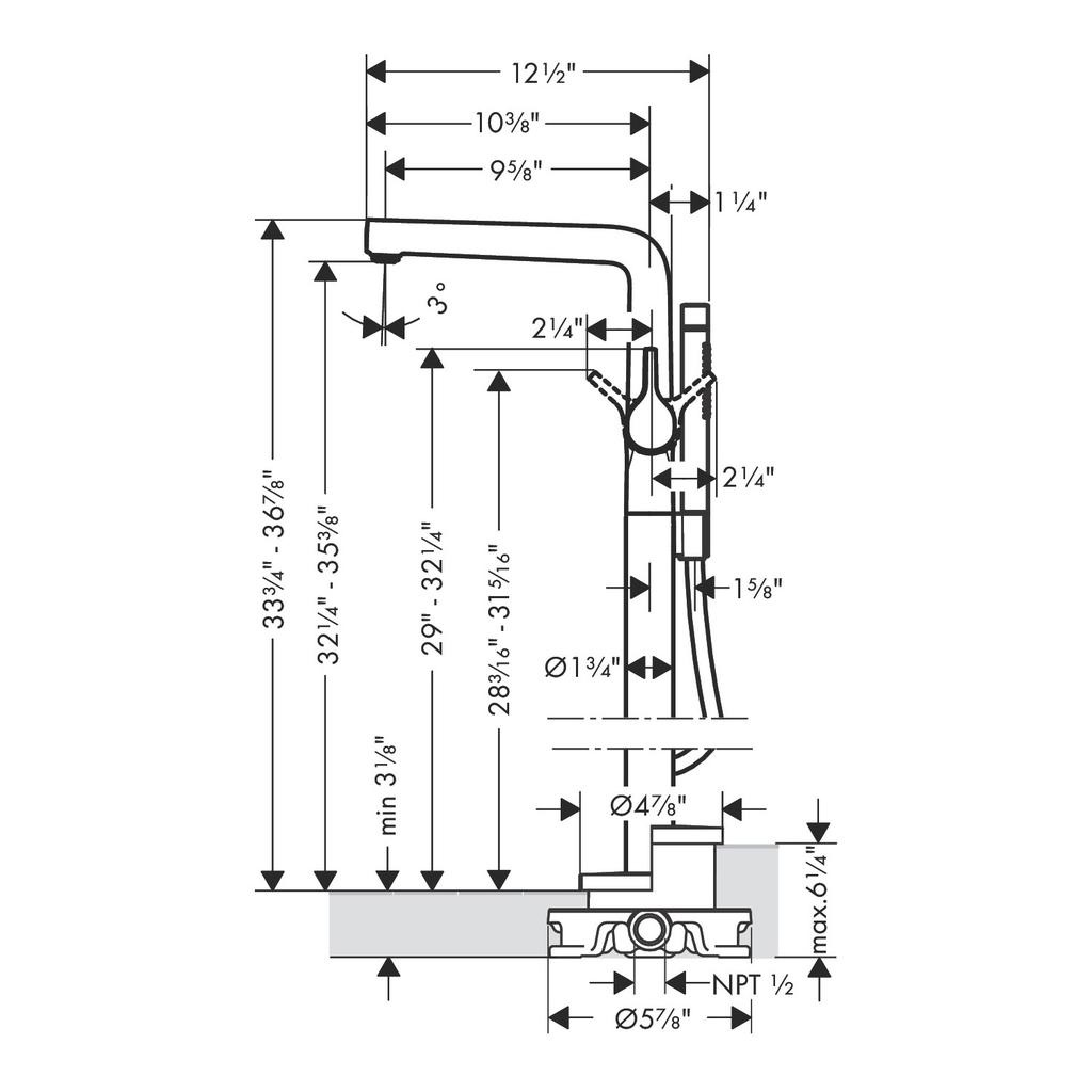 Hansgrohe 72413001 Talis S Freestanding Tub Filler Trim Chrome 2