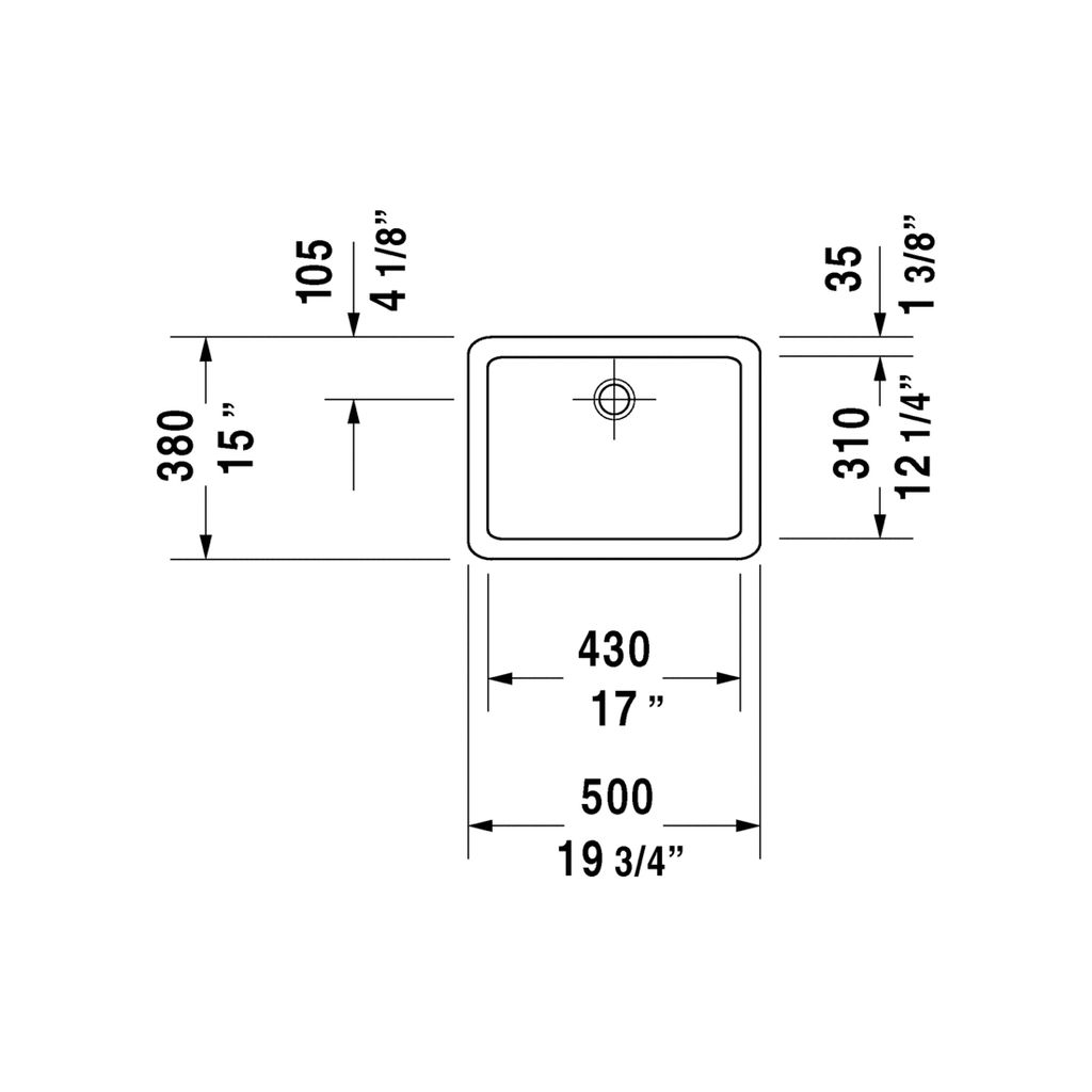 Duravit 045550 Vero Washbowl Without Faucet Hole White 2