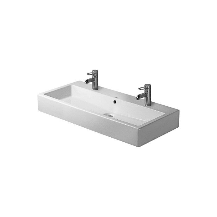 Duravit 045410 Vero Washbasin Ground Two Faucet Holes White 1