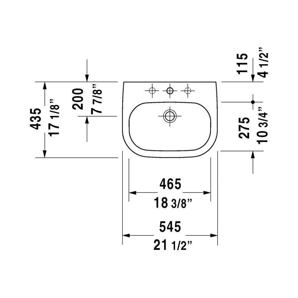Duravit 033754 D Code Vanity Basin One Faucet Hole White 2