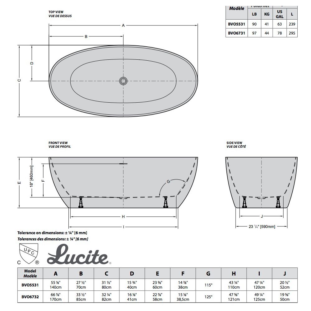 Fleurco BVO5531 Voce Petite Acrylic Bathtub White 2