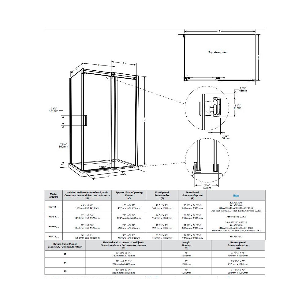 Fleurco NAP4836 APOLLO 2 Sided Closes Against Return Panel Brushed Nickel 2