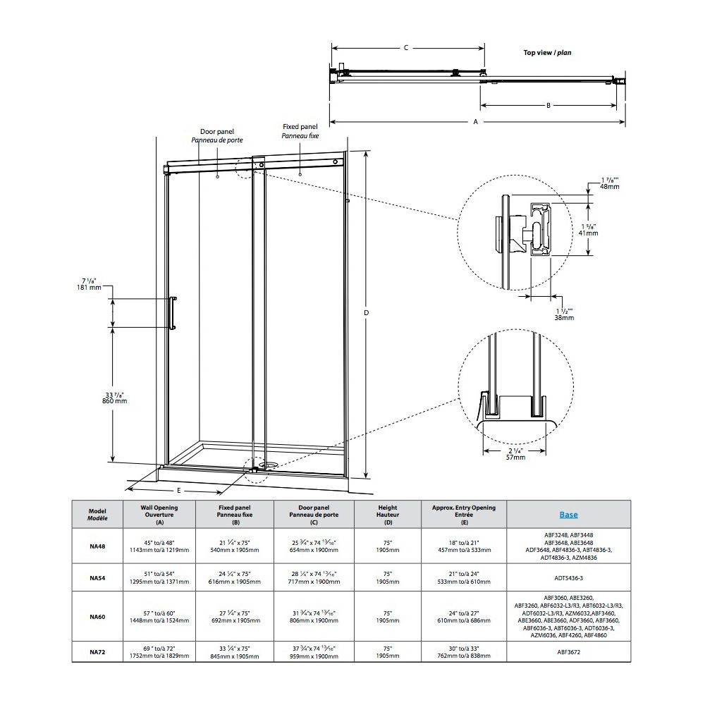 Fleurco NA48 APOLLO In-Line Panel And Door Chrome 2