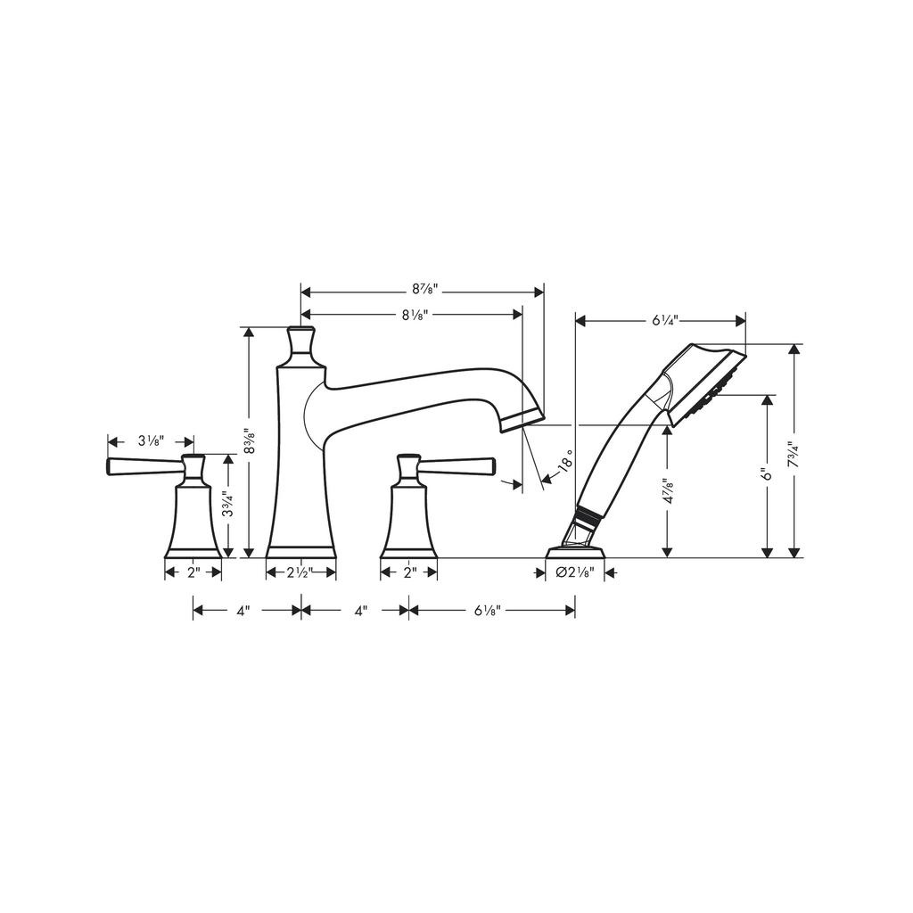 Hansgrohe 04777000 Joleena 4 Hole Roman Tub Set Trim Chrome 2