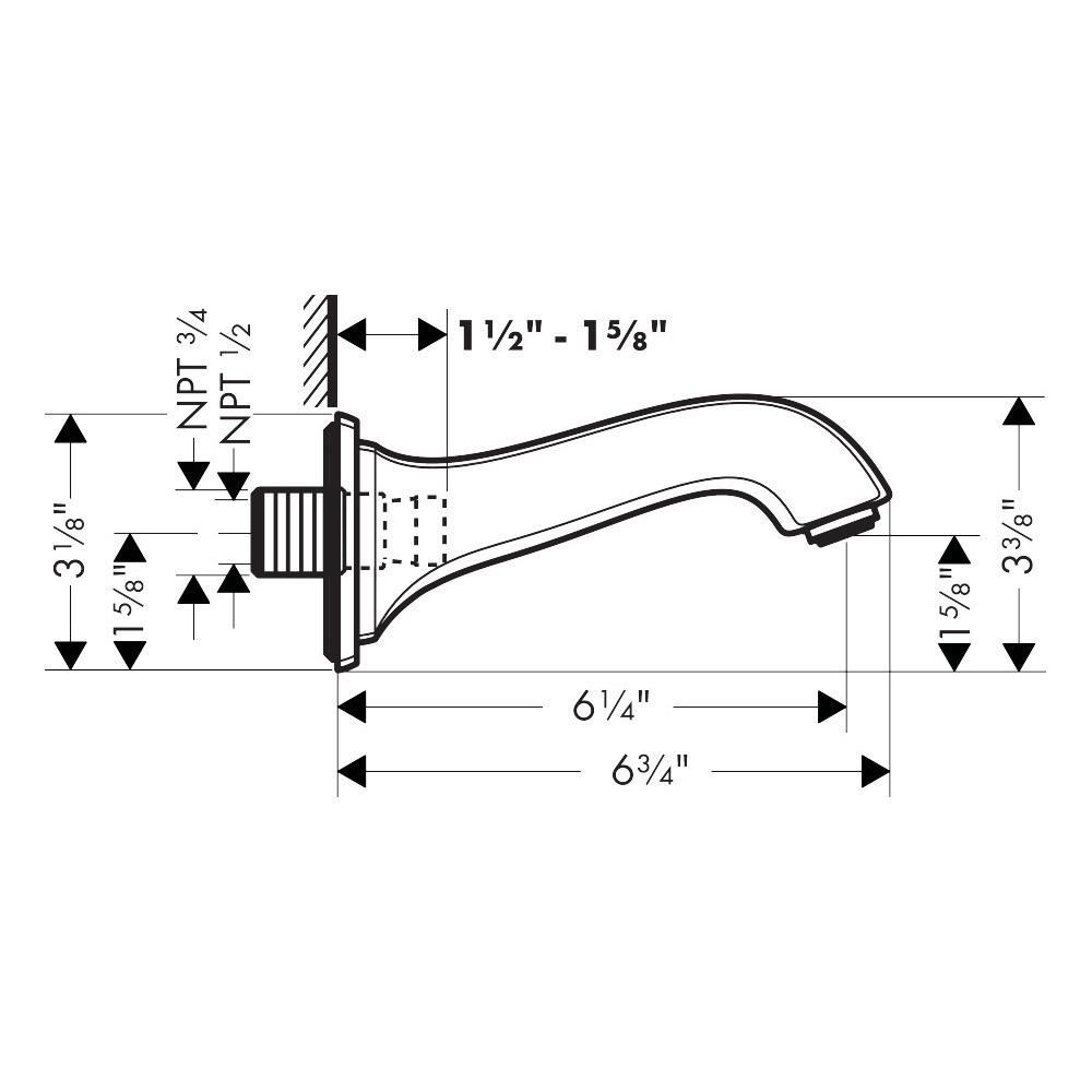 Hansgrohe 13425001 Metropol Classic Tub Spout Chrome 2