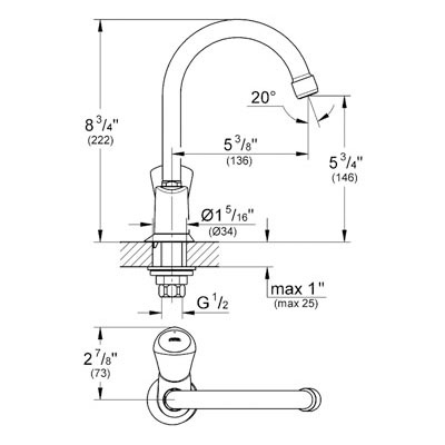 Grohe 20179001 Classic II Pillar Tap Chrome 2