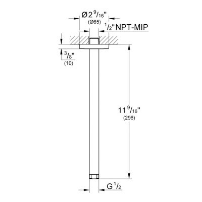Grohe 28492000 Rainshower 12" Ceiling Shower Arm Chrome 2